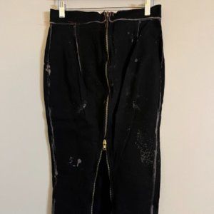 Demin distressed pencil skirt